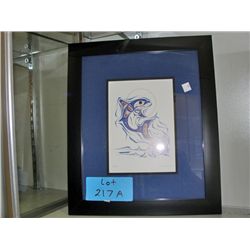 Framed west coast native print titled dolphin by