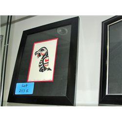 Framed west coast native print titled young eagle