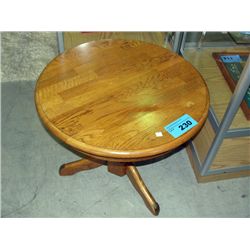 Solid oak single pedastol round side table