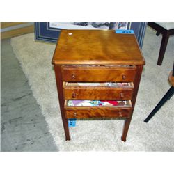 Vintage 3 drawer walnut sewing cabinet