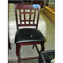Cherry finished with black leather padded seat