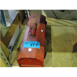 Red metal toolbox and contents
