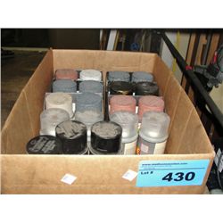 Box of assorted colored spray paints