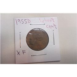 1955D XF Wheat Cent