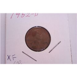 1952D XF Wheat Cent