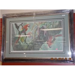 FRAMED L E PRINT  TROPICAL CANOPY - SCARLET MACAWS ROBERT BATEMAN