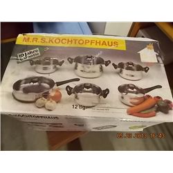 POT SET - NEW IN BOX - GERMAN MADE - MKSKOCHTOPFHAUS - 18/10 STAINLESS STEEL - 12 PC