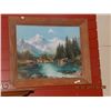 Image 1 : PICTURE - OIL ON BOARD - MOUNTAIN SCENE