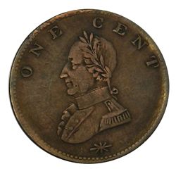 Washington Cent, ND. Double Head Military Bust, clnd VF-EF.