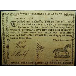 Georgia, 2 Shillings, 6 Pence Ornaments Right, 1776, PMG VF25 net.