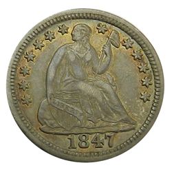 Seated Liberty Half Dime, 1847, Handsome Toned EF+.