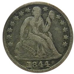 Seated Liberty Dime, 1844, Key date, ICG F15.
