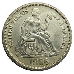 Seated Liberty Dime, 1886, Wiped BU.