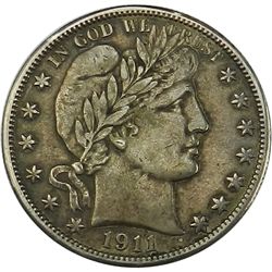 Barber Half Dollar, 1911. Toned EF.