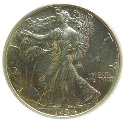 Walking Liberty Half Dollar, 1934-S. SEGS AU58. Initial appearance of BU.1934-S. SEGS AU58. Initial