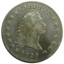 Flowing Hair Silver Dollar, 1795,B-6, BB-25, Ch.VF, lt old sc.