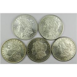 Five Coin Morgan Dollar Selection.