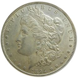 Morgan Silver Dollar, 1894-O, Semi-key date, AU53 details.