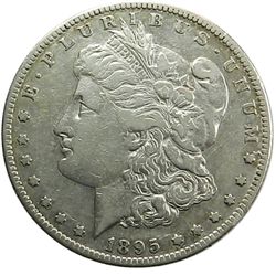 Morgan Silver Dollar, 1895-S, Semi-key date, aEF, ltly clnd.