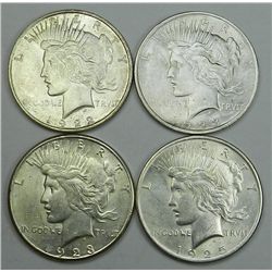 Peace Silver Dollar Four Piece Lot.