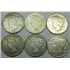 Six Piece Peace Dollar Lot.