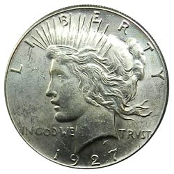 Peace Silver Dollar, 1927, frosty lustrous Unc+/Choice Unc.