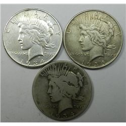 Late Date Peace Dollar Trio.