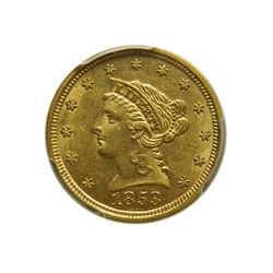 Quarter Eagle, 1853, PCGS AU58.