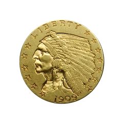 Quarter Eagle, 1909 EF, cpl lt mks.