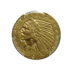 Quarter Eagle, 1911-D Strong D, PCGS AU details.