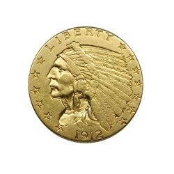 Quarter Eagle, 1912, EF, cpl edge mks.