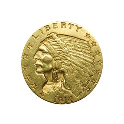 Quarter Eagle, 1914, EF ltly clnd, rn.