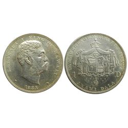 Hawaii Silver Dollar, 1883. Lustrous aUnc-Unc.