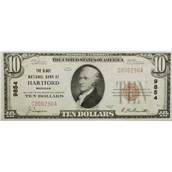 National Currency, $10.00, 1929. MI, Hartford. CU. Rare grade.