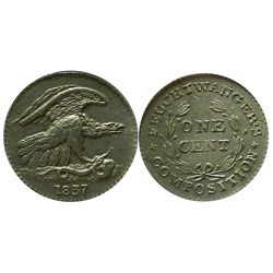1837 Feuchtwanger Cent, 1837. ANACS AU55.