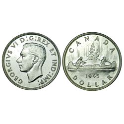 Canada Silver Dollar, 1945 Key Date. Semi-reflective Unc/Choice Unc.