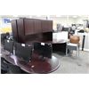 Image 2 : MAHOGANY P-TOP L-SHAPE EXECUTIVE DESK WITH HUTCH