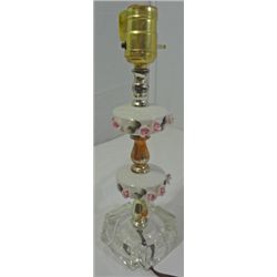 VINTAGE CRYSTAL AND PORCELAIN CAPODIMONTE STYLE ROSE LAMP