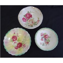 3 VINTAGE ROSE PATTERNED BOWLS