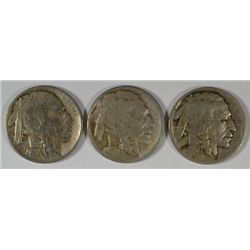 3-1914 BUFFALO NICKELS "GRADING SET" (AG,VG,FINE)