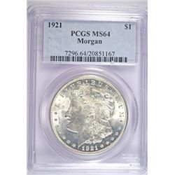 1921 MORGAN DOLLAR PCGS MS-64