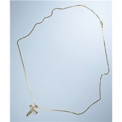 14kt Diamond Baguette Cross Pendant