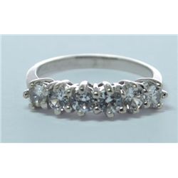 14K WHITE GOLD RING, THE STONES ARE CZ'S, SIZE 6