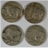 Image 2 : 4- DIFFERENT 1913 BUFFALO NICKELS (13-1, 13-D1, 13-S1, 13-2) AG-VF