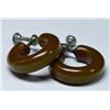 Image 1 : GREEN SCREW BACK BAKELITE HOOP EARRINGS
