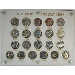 1950 THRU 1970 Pf. ROOSEVELT DIME SET, GEM PROOF- 65 OR BETTER, BEAUTIFUL SET !!