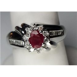 10kt White Gold Ruby and Diamond Ring