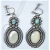 Image 1 : Sterling Silver Mother of Pearl and Turquoise Earrings