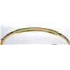 Image 4 : Pre-Owned 14k Yellow Gold Emerald and Diamond hinged bangle bracelet with safety