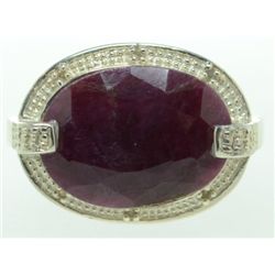 GLA Appraised 7.03 ctw. Genuine Ruby & Diamond Ring in Sterling Silver